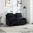thumbnail image 4 of DEALTOPS 3-Piece Velvet Recliner Sofa for Living Room Set Reclining Couch Sofa Chair For Living Room Set with 5 Reclining Seats - Black, 4 of 8