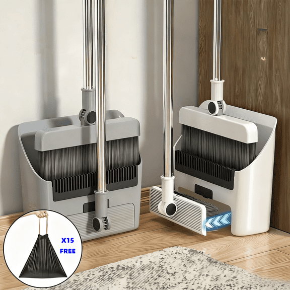 Three-in-one Sweeping Set, Broom with Dustpan Combo Set, Can Rotate 180°, Built-in Comb Teeth, Suitable for Home, Office, Dormitory and Kitchen, Effectively Cleans Hair