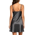 thumbnail image 3 of Qingpeng Womens Pajamas Solid Satin V Neck Spaghetti Strap Sleeveless Nightgown, 3 of 8