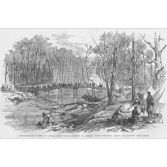 Grant's Reconnaissance Party passes over Mayfield Creek Bridge-Fine Art Canvas Print (20" x 30")