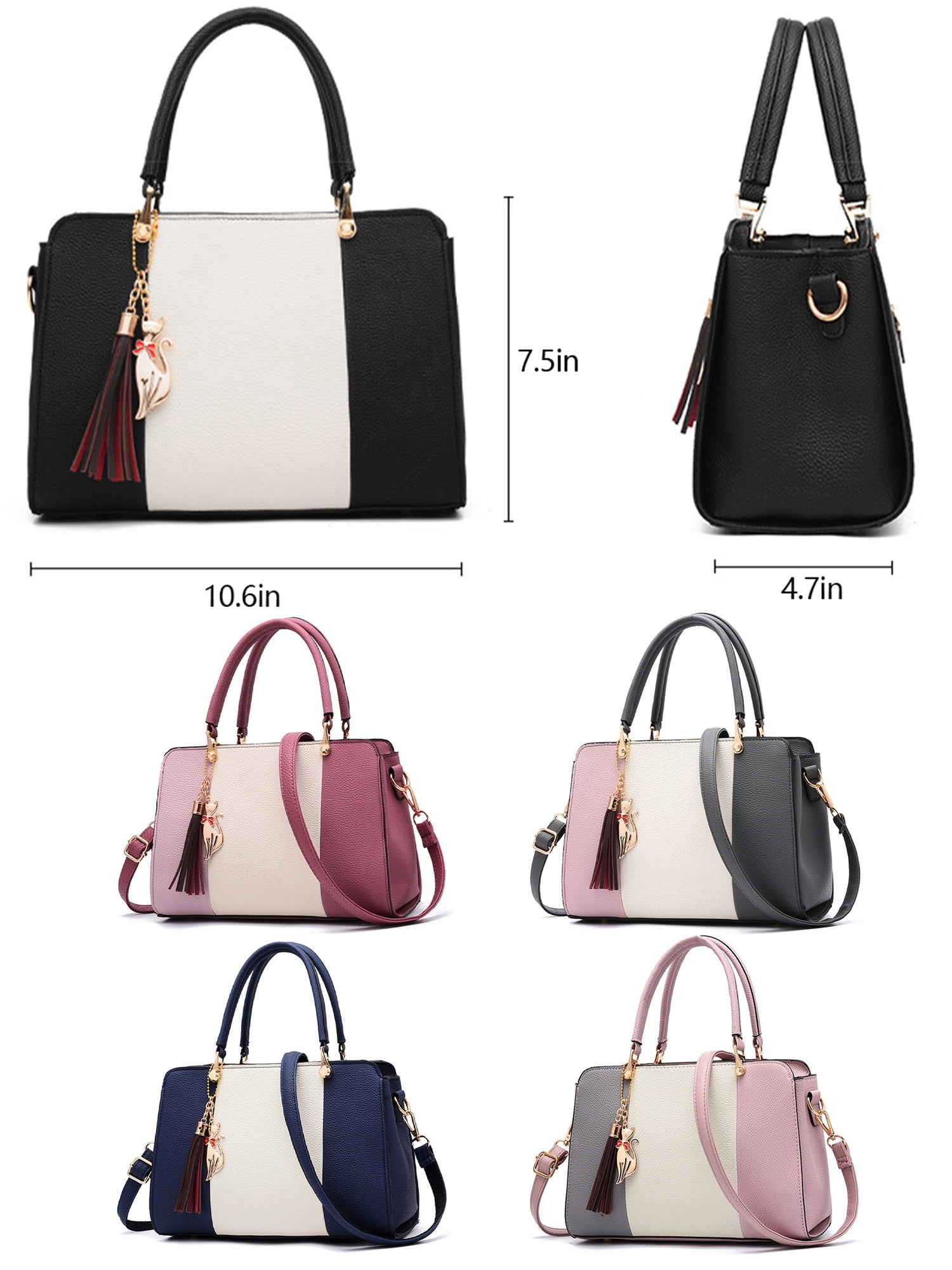 Avamo Ladies Shoulder Bags Large Capacity Tote Bag Top Handle Handbag  Crossbody Satchel PU Leather Shopping Purse Dark Pink 