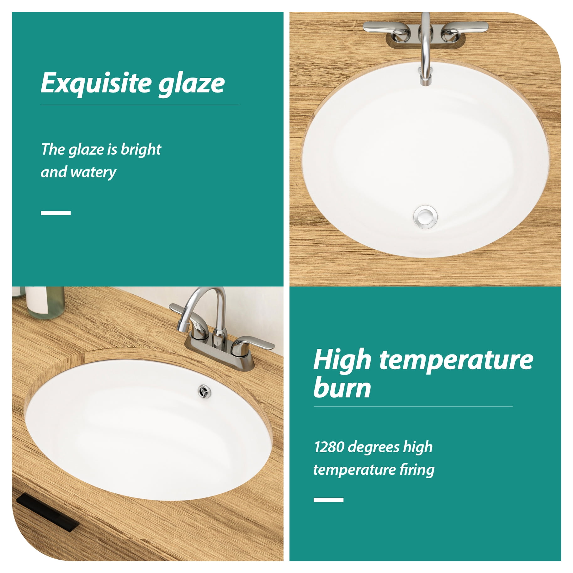 White Ceramic 18"x15" Oval Undermount Bathroom Sink With Overflow - Modern, Elegant, To Stains And Dirt Accumulation Discoloration
