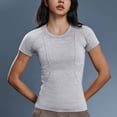 thumbnail image 3 of Uootdi Hauts à Manches Courtes pour Femmes Col Rond Sans Couture Tricot Compression Ajusté Doux Respirant Chemises Décontractées de Sport Cadeau, 3 of 9