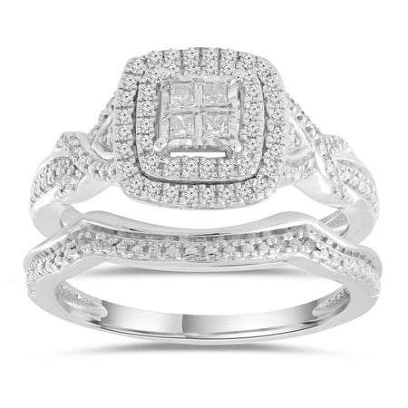 Forever Bride 1/4 Cttw Diamond Quad Bridal Set in Sterling Silver
