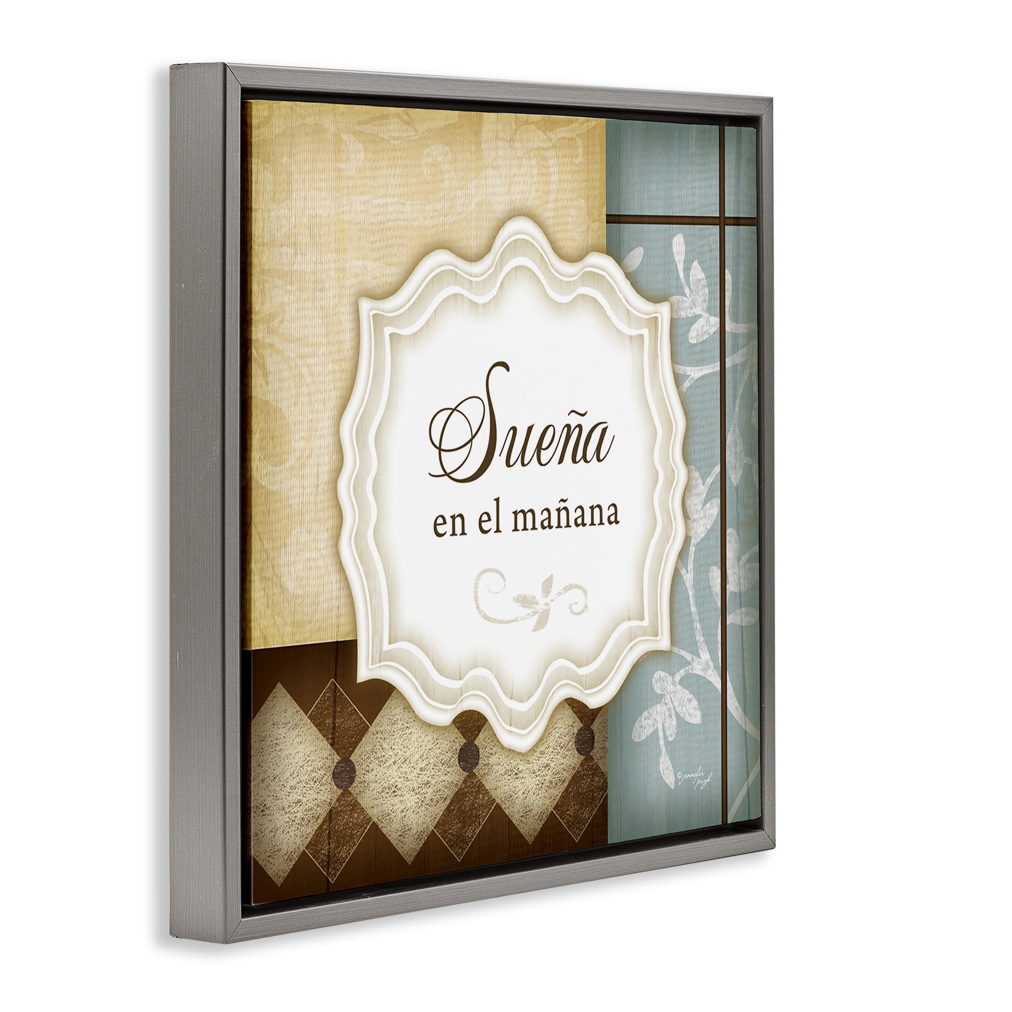 Stupell Industries Sueña en el Mañana Inspirational Quotes & Sayings Painting Gray Floater Framed Art Print Wall Art, 25 x 25
