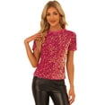 thumbnail image 1 of Blusa de fiesta Allegra K con lentejuelas de terciopelo Rosa Caliente M, 1 of 6