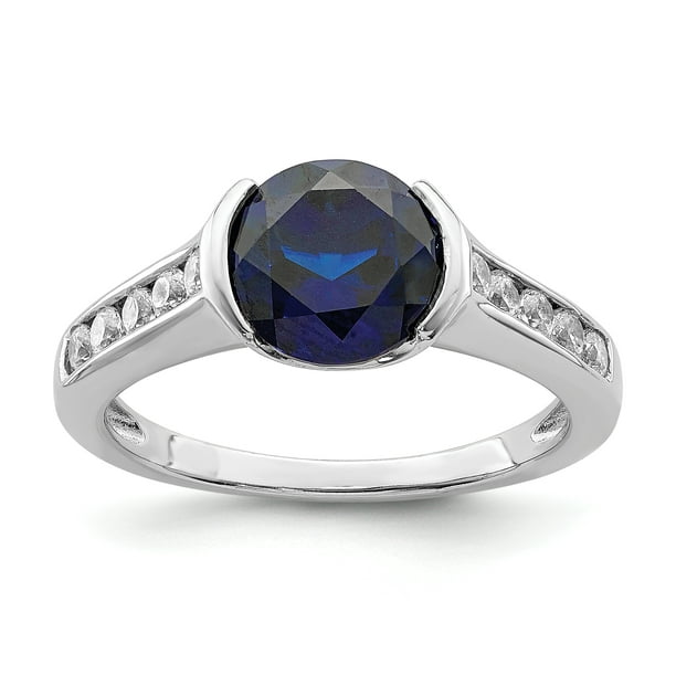 IceCarats 925 Sterling Silver Synthetic Blue Sapphire Cubic Zirconia