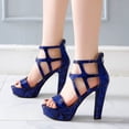 thumbnail image 3 of Rokment Platform High Heels Dressy Sandals for Women Ladies 2026 Summer Fashion Sexy Faux Snakeskin Leather Stiletto Heeled Strappy Dress Sandals with Back Zipper Dark Blue Size 6.5, 3 of 5