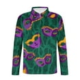 thumbnail image 5 of LMOIPLI Men's Mardi Gras Shirt Long Sleeve Dress Shirt Casual 1/4 Zip Lapel Shirts Party Carnival Printed Outfits Tops Green L, 5 of 5