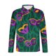 thumbnail image 3 of Ceisia Men's Slim-Fit Long-Sleeve Zip Polo Shirt with Mardi Gras Mask All-Over Print Gift, 3 of 5