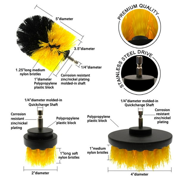 Herunwer Multi-Purpose Power Drill Cleaning Brush and Sponge Set for Car, Tile, and Kitchen