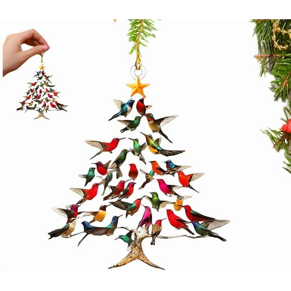 Hummingbird Ornament Christmas Tree Decoration Acrylic Pendant Birds Hanging for Window Decor, Gifts for Women,Birds Lovers (1PC)