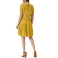 thumbnail image 3 of Allegra K Women's Boho Smocked Round Neck Short Puff Sleeve Tie Dresses, 3 of 5