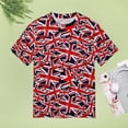 thumbnail image 4 of British Flag Pattern Womens Tops Women's Fashion Casual Short Sleeve Flower Print Round Neck Pullover Top Blouse, 4 of 6