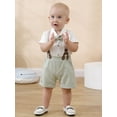 thumbnail image 5 of CARETOO Baby Boy Clothes Newborn Infant Shirt Bowtie Beret Suspender Pant 0-18M Gentleman Outfit, 5 of 17