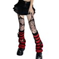 thumbnail image 5 of Calentador de piernas a rayas Punk para mujer japonesa, araña gótica para cubierta de pie cruzado, largo S, 5 of 5