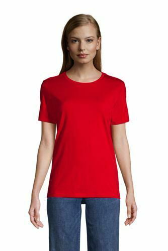 NEW LANDS END WOMENS L/S RELAXED CREWNECK T SHIRT RED APPLE  MEDIUM 