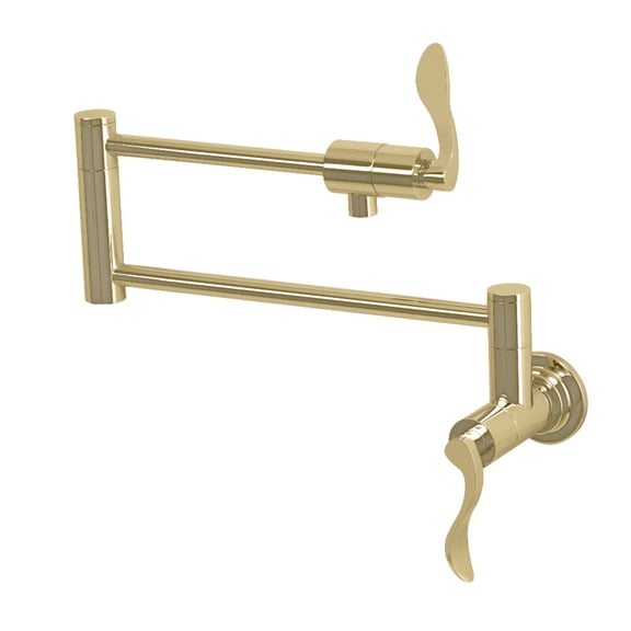 Kingston Brass KS4102DFL NuWave Two-Handle 1-Hole Wall Mount Pot Filler Faucet in Polished Brass