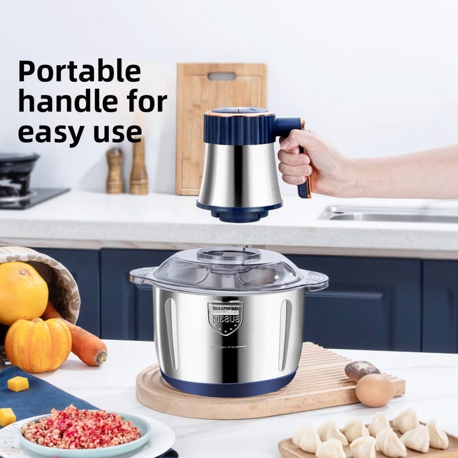 110-volt stainless steel food processor - 5-liter capacity, 400-watt multi-functional kitchen appliance, suitable for operations such as chopping, cutting, juicing, and making baby food.