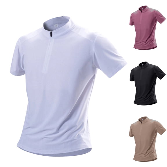IhhxPro Men's Quick Dry Performance Sport Shirt with Stand Collar - Lightweight Breathable Summer Zip up Tee L-4XL