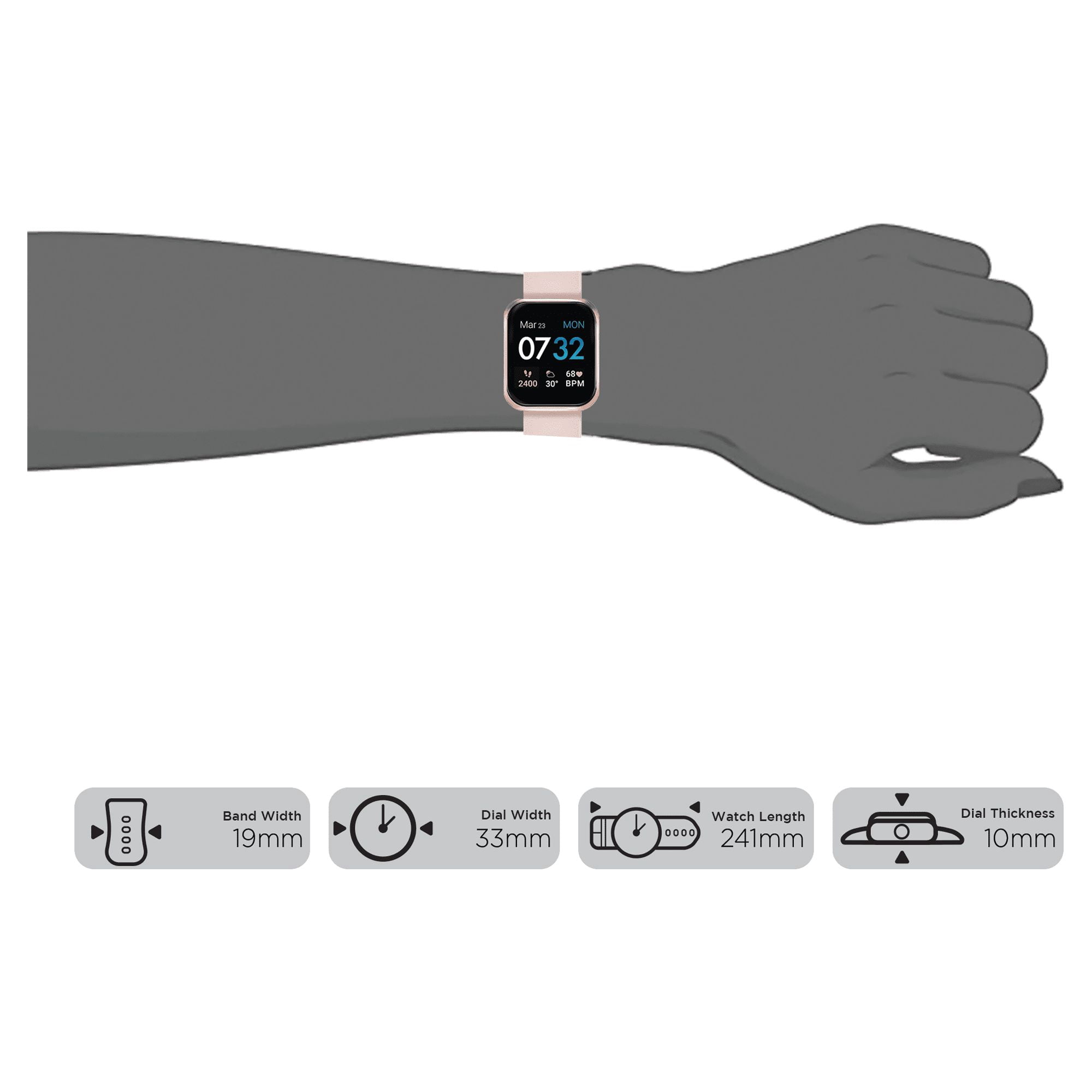 Kendall + Kylie Adult Female Smart Watch with Interchangeable Strap Blush/Black