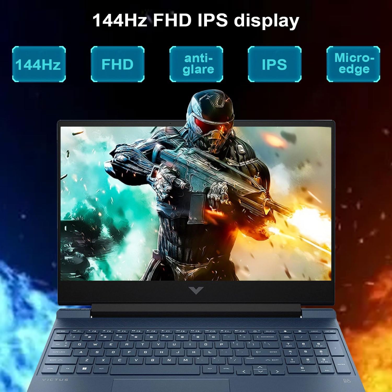 HP Victus 15.6" Full HD 144Hz Gaming Laptop, Intel Core i5-12450H, NVIDIA GeForce RTX 3050,16GB RAM, 1TB PCIe SSD, Wi-Fi 6, Backlit Keyboard,Windows 11 Pro