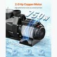 thumbnail image 3 of KFFKFF Above Ground Pool Pump, 2 HP, 135 GPM Max Flow Single Speed Swimming Pool Pump, 220V 3450 RPM 61 ft Max Head Lift with PP Shell Strainer Basket, 3 of 9