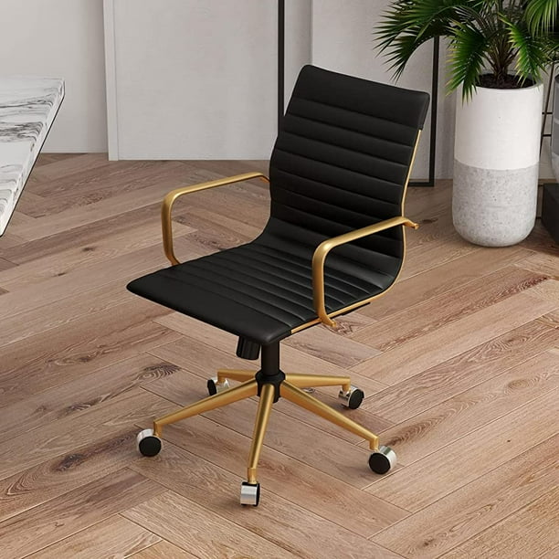 CAROCC Modern Desk Chair Home Office Chair Black and Gold Office Chair