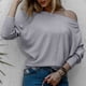 thumbnail image 4 of Top de mujer Gibobby suelto de Manga Larga Cuello redondo Forma de murciélago gris XL, 4 of 5
