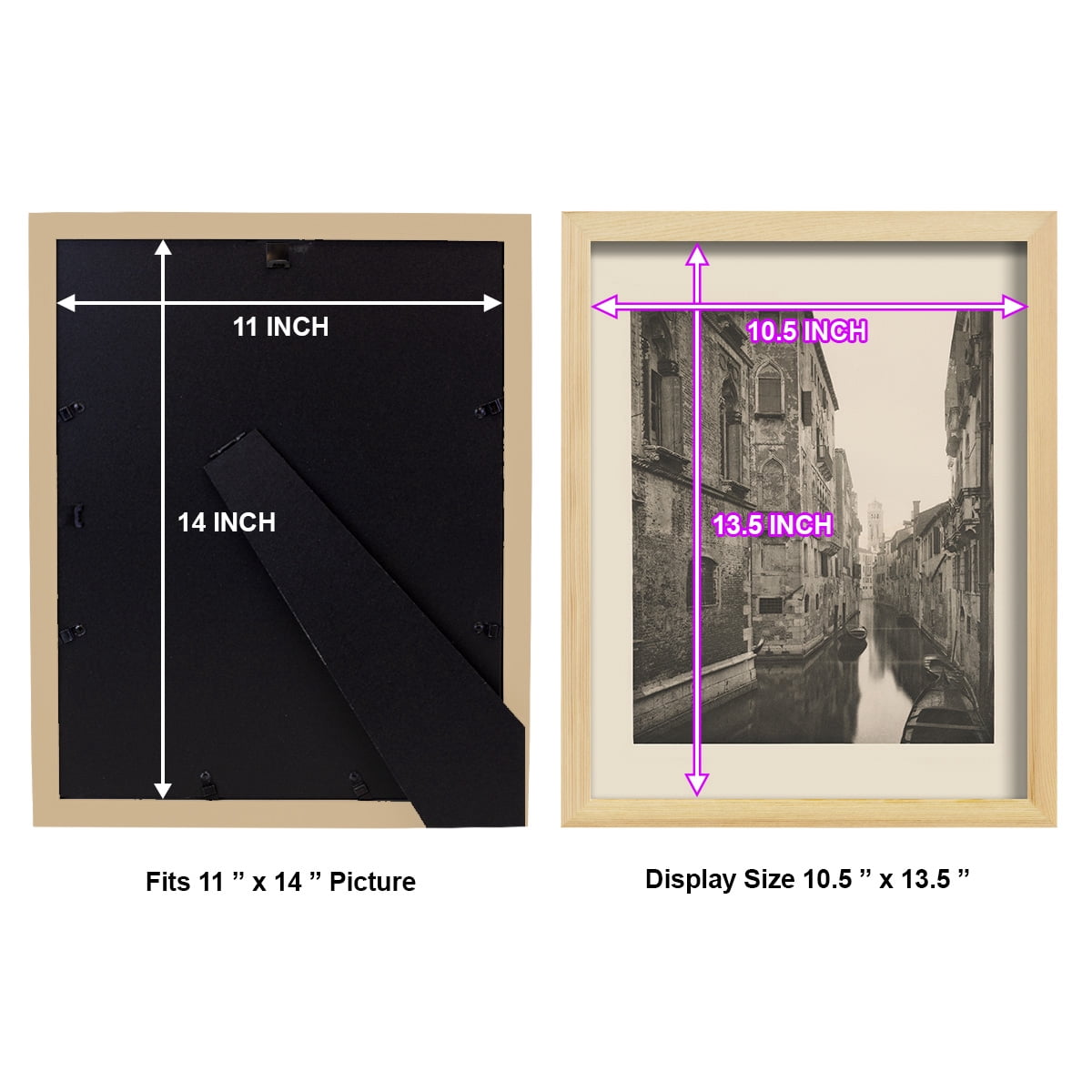 Vintage Views of Venice V - Framed Print w/glass - Natural Wood