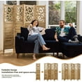 thumbnail image 5 of Folding Room Divider, 5.6Ft 4 Panels Wood Carved Privacy Screens, Free Assembled Freestanding Portable Reversible Functional Decorative Partition for Home Office Restaurant Bedroom (Wood), 5 of 17