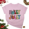 thumbnail image 2 of Jinhomg Thin Christmas T-Shirt for Women Lightweight Comfy Short Sleeve Crew Neck Xmas Tops Funny Cute Letter Graphic Holiday Tees Pink M, 2 of 5