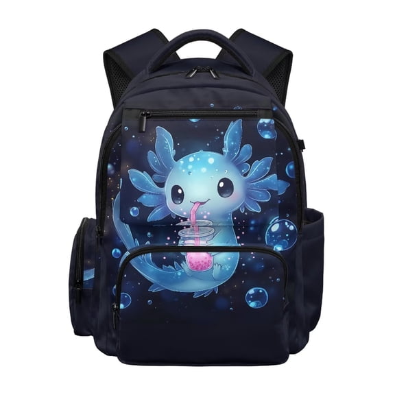 Bulopur Axolotl Kids Backpack for Girls Cute School Bag for Kids Lightweight Multi-Pocket Book Bag 17 Inch for Back to School