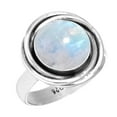 thumbnail image 1 of 925 Sterling Silver Ring For Women - Men White Natural Rainbow Moonstone Gemstone Silver Ring Size 13 June Birthstone Silver Ring Size 13 Friendship Day Gift For Wife 925 Silver Gemstone Jewelry, 1 of 6