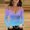 Light Blue, variant on Women's V Neck Long Sleeve Shirts Cold Shoulder Tops Fashionable Summer Casual Tees Gradient Color Shirt