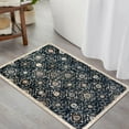 thumbnail image 6 of iOhouze Small Area Rug 2x3 Moroccan Entryway Rugs Vintage Indoor Floral Rug Washable Rugs Non-Slip Indoor Door Mat Low Pile Soft Print Throw Rug for Bedroom Entrance, Black, Navy Blue/Multi, 6 of 6