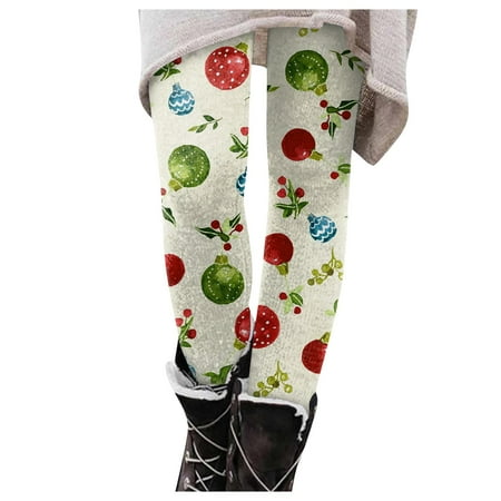 Dndkilg Christmas Leggings for Women Graphic Tummy Control High Waisted Holiday Womens Panties Funny Workout Clothing Tight Active Leggings Green 2XL