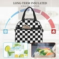 thumbnail image 5 of Women Men Checkerboard Reusable Insulated Lunch Cooler Leakproof Meal PrepTote Bag with Removable Adjustable Shoulder Strap, 5 of 7