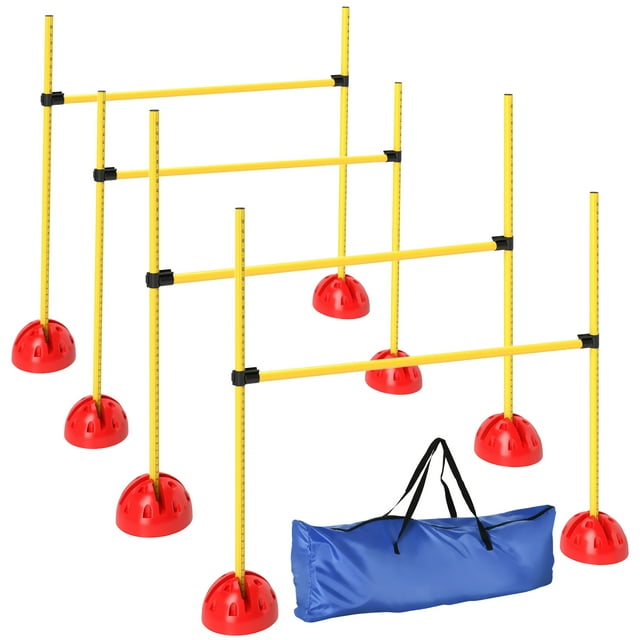 Équipement d'Entraînement d'Agilité pour Chien, 4 Pcs Course d'Obstacles Hauteur Ajustable