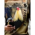 thumbnail image 5 of Men's Rooster Theme Print T-Shirt| Big Size 3D Letter Design| Machine Washable Polyester| Summer Outdoor Outfit, PLUS SIZE, 5 of 6