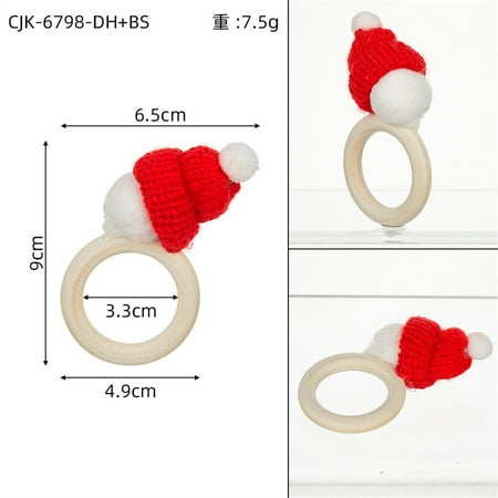 

6Pcs Wooden Christmas Napkin Rings Xmas Napkins Holder Party Dinner Table Decor A