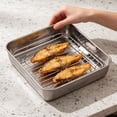 thumbnail image 4 of SIfdSeng Get it Fast Stainless Steel Baking Tray for Oven Oven Rimming Bake Pan with Rack for Cakes Roasting and Casseroles Stainless Steel Square Cake Baking Pans Baking Pan with Rack, 4 of 4