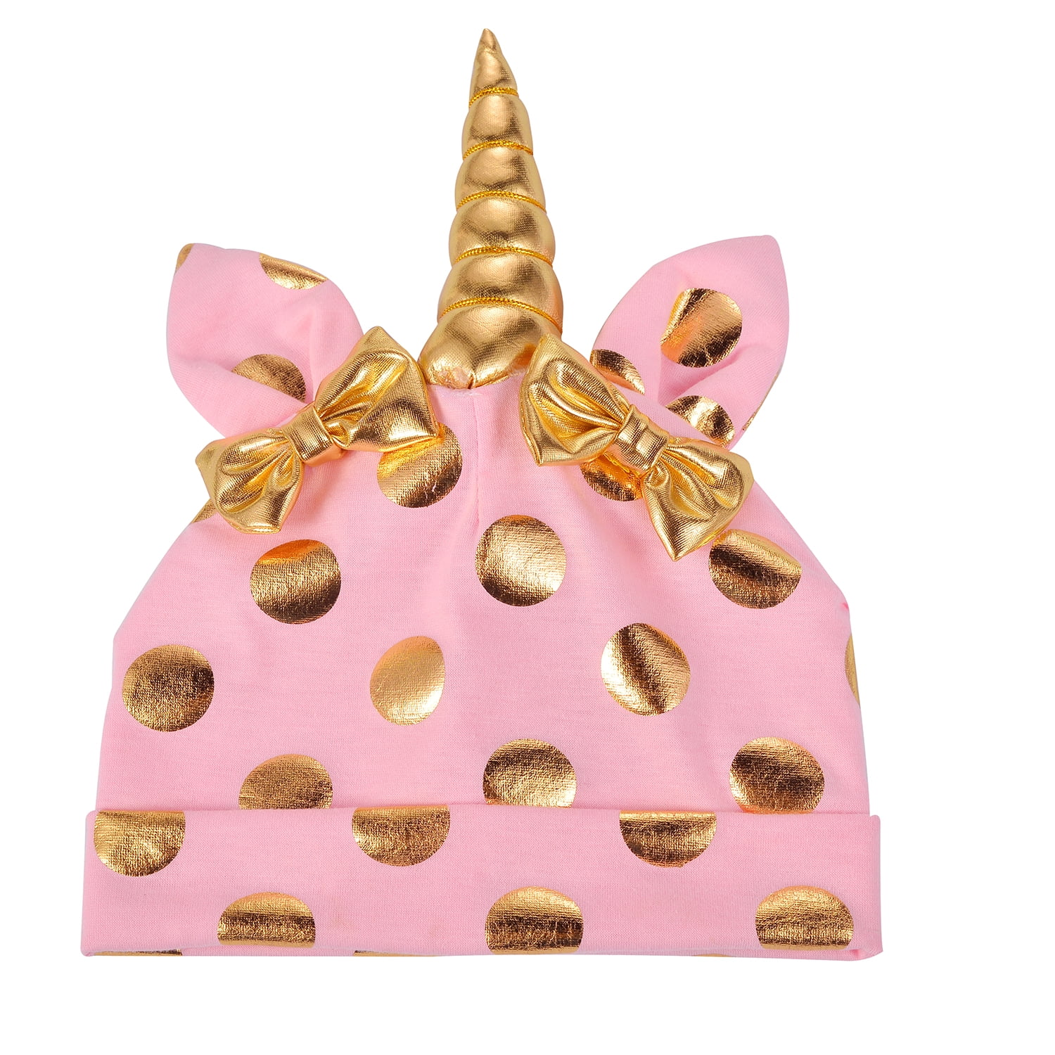 Lux Accessories Unicorn Polka Pink Unicorn Warm Bow Hats Infant Kid