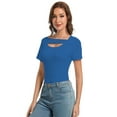 thumbnail image 2 of Women's Fashion Clothes One Piece Cutout Tops Short Sleeve Knit Slim Fitted Shirts Tee Tshirts, 2 of 6