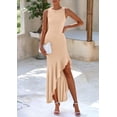 thumbnail image 3 of Vestido largo PRETTYGARDEN para mujer, verano 2025, con volantes, color albaricoque, 3 of 9