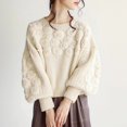 thumbnail image 5 of Ediodpoh Women Fashion Long Sleeve Lightweight Elegant Knit Pullover Top Classic Womens Sweaters Beige S, 5 of 9