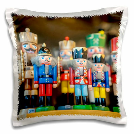 3dRose Wooden nutcrackers, Christmas market, Mainz, Germany, Pillow Case, 16 by