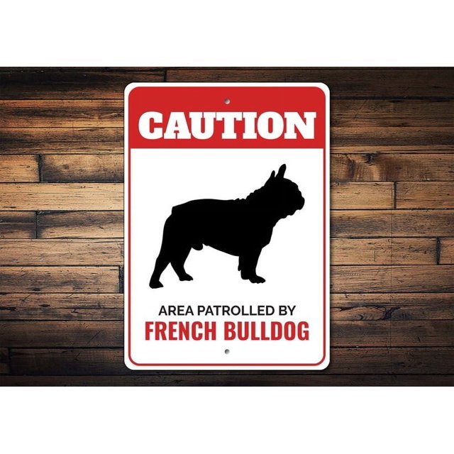 (Metal de aluminio) Letrero de advertencia para perros con diseño de bulldog francés, letreros para amantes de los bulldogs franceses, regalos para bulldogs franceses, letrero para puerta de perro
