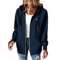 thumbnail image 4 of Enjoytime Womens Zip Up Hoodies Solid Color Long Sleeve Hooded Jacket 2026 Fall Winter Fleece Trendy Casual Sweatshirt, 4 of 6