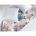 thumbnail image 2 of Floral Bed Runner, Pastel Summer Feels Ornament with Roses Lilacs and Hydrangeas Bouquet, Decorative Accent Bedding Scarf for Hotels Homes & Guest Rooms, Queen, Lavender Blue and Blush, by Ambesonne, 2 of 3